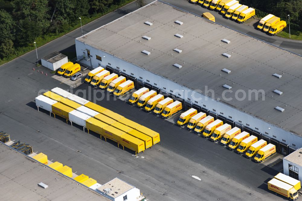 Aerial photograph Rodgau - Company grounds and facilities of DHL Paketzentrum in Rodgau in the state Hesse, Germany