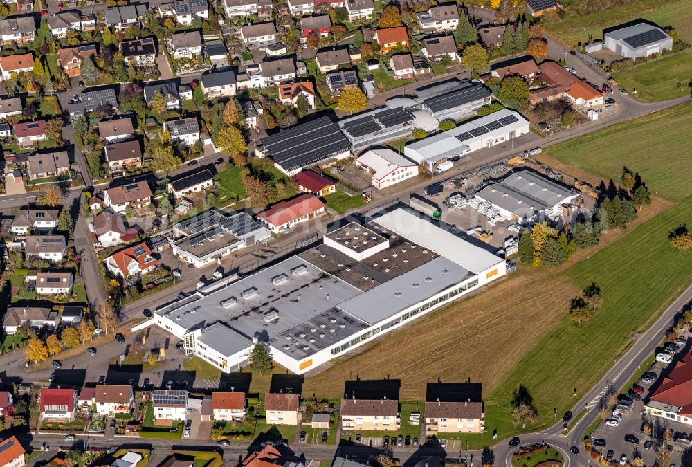 Aerial image Dunningen - Company grounds and facilities of Doellken-Profiltechnik GmbH in Dunningen in the state Baden-Wuerttemberg, Germany