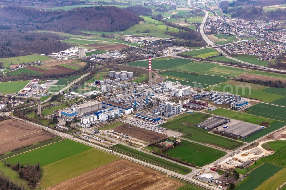 Aerial photograph Sisseln - Company grounds and facilities of DSM Nutritional Products AG Zweigniederlassung factory Sisseln in Sisseln in the canton Aargau, Switzerland