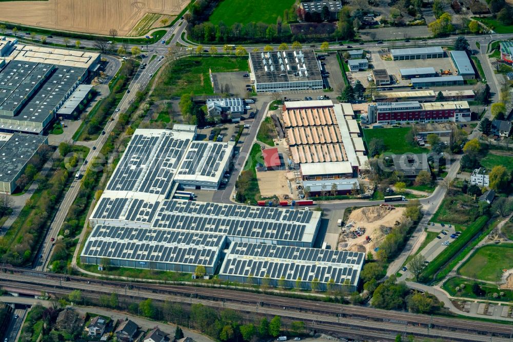 Bühl from the bird's eye view: Company grounds and facilities of DSV Solutions GmbH in Buehl in the state Baden-Wuerttemberg, Germany