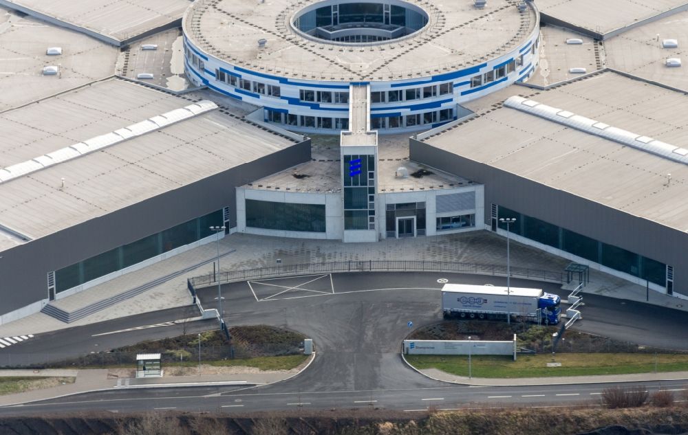 Aerial image Wilsdruff - Premises of the Eberspaecher GmbH in Wilsdruff in Saxony. Eberspaecher is one of the leading system developers and suppliers for exhaust technology, vehicle heaters and bus air conditioning systems