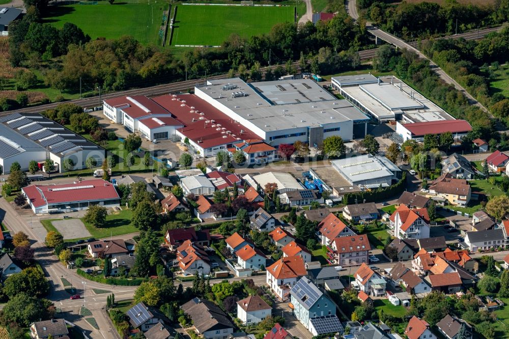 Aerial image Mahlberg - Company grounds and facilities of Ehret Aluminiumfenster in Mahlberg in the state Baden-Wurttemberg, Germany