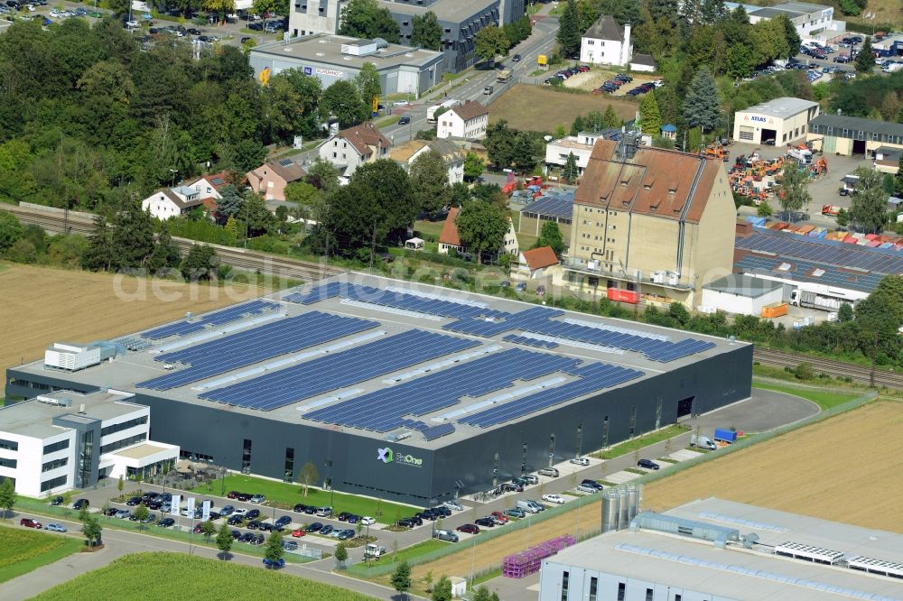 Gersthofen from the bird's eye view: Company grounds and facilities of Exone GmbH in Gersthofen in the state of Bavaria