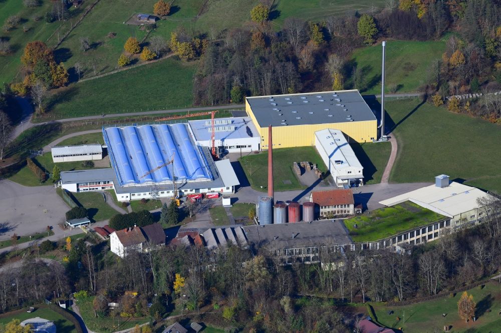 Wehr from above - Company grounds and facilities of Celanese in Wehr in the state Baden-Wuerttemberg, Germany