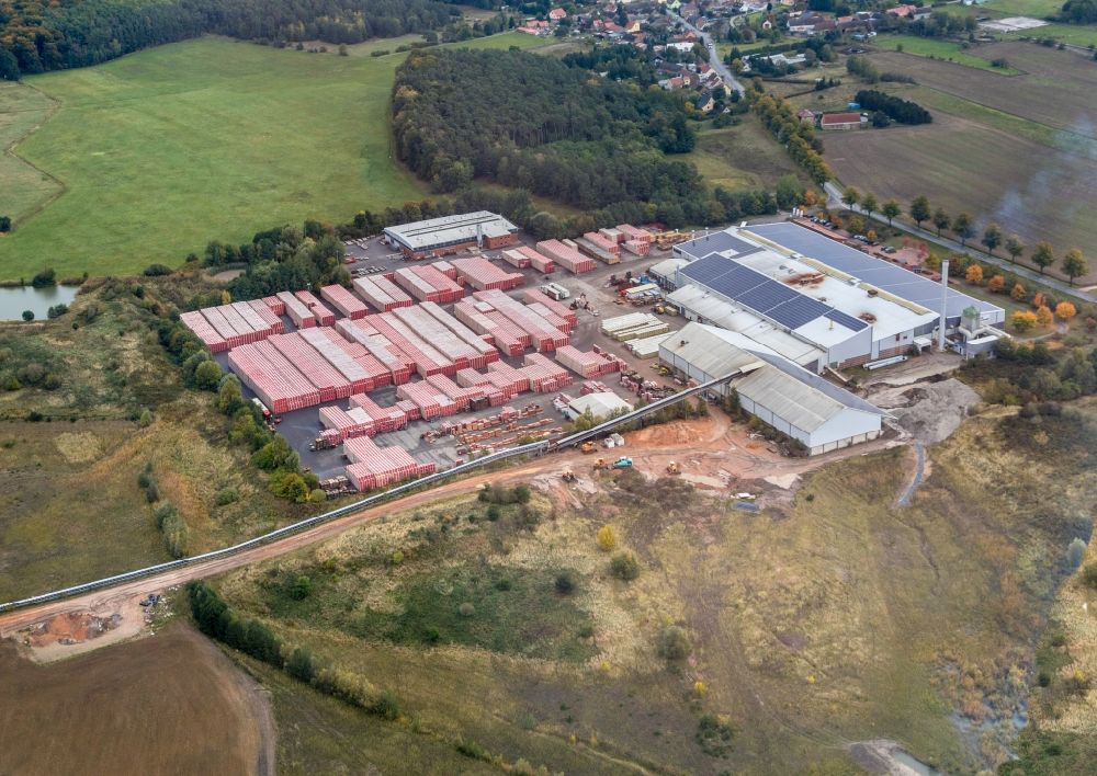 Aerial image Wiesenburg/Mark - Company grounds and facilities of of Firma Wienenberger in Wiesenburg/Mark in the state Brandenburg, Germany