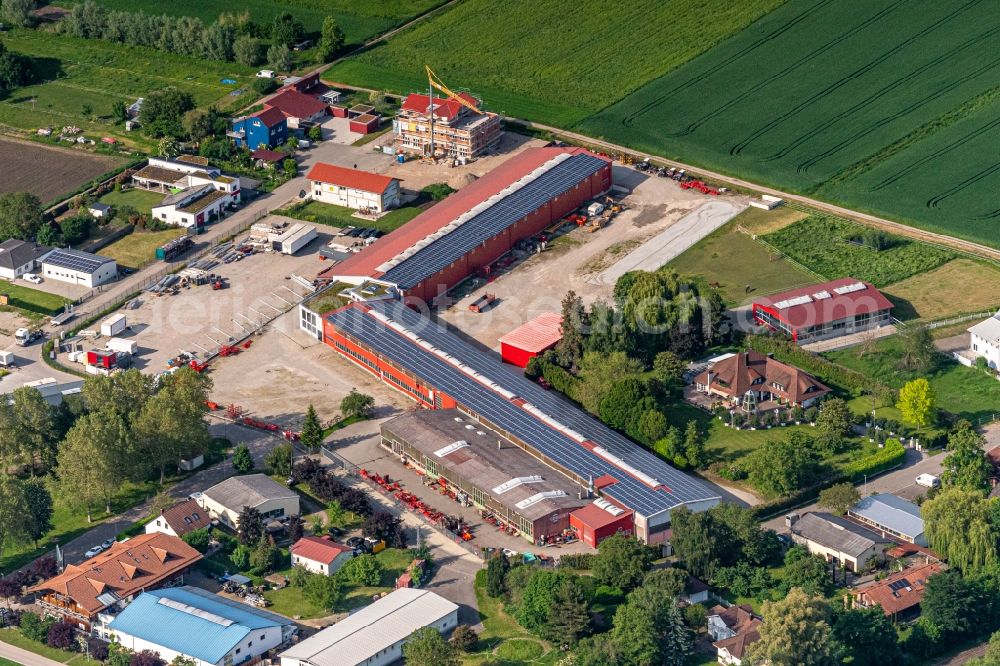 Ihringen from the bird's eye view: Company grounds and facilities of F.X.S. Sauerburger Traktoren and Geraetebau GmbH in Ihringen in the state Baden-Wurttemberg, Germany