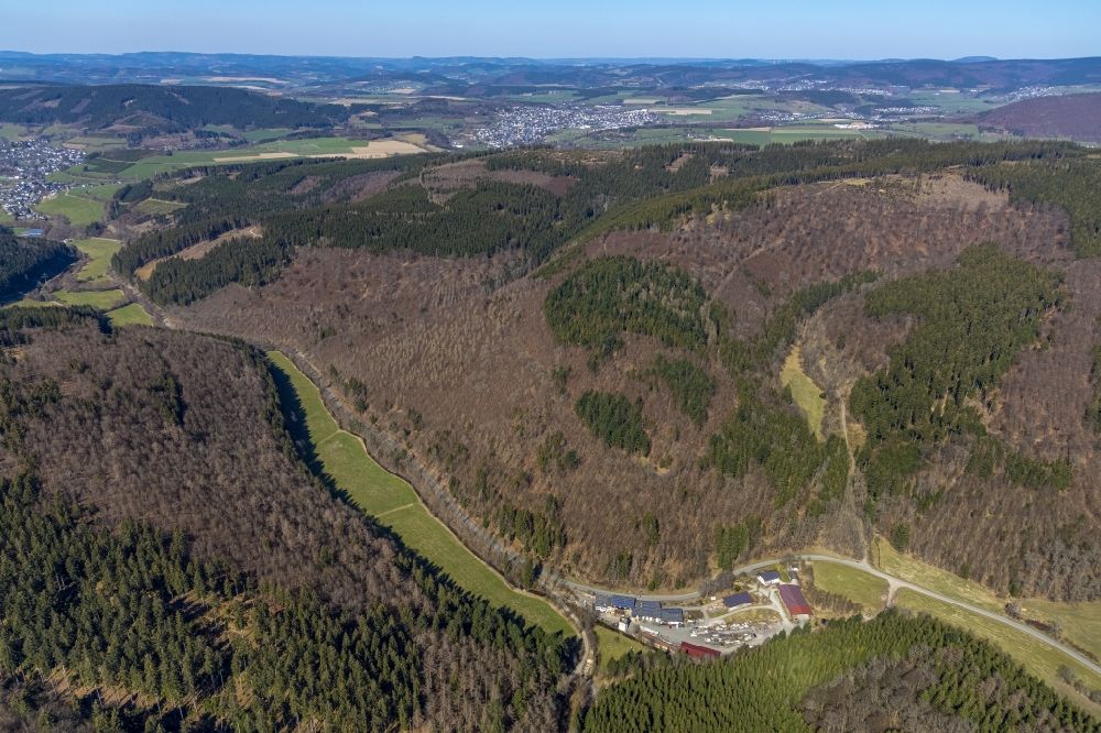 Waidmannsruh from above - Company grounds and facilities of Gebr. Kohle GmbH & Co. KG in Waidmannsruh at Sauerland in the state North Rhine-Westphalia, Germany