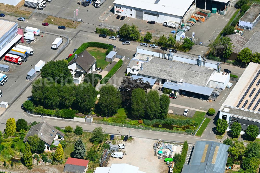 Riegel am Kaiserstuhl from above - Company grounds and facilities of Geier Lacktechnik GmbH & Co.KG - Industrielackierung and Autolackiererei on street Im Oberwald in Riegel am Kaiserstuhl in the state Baden-Wuerttemberg, Germany