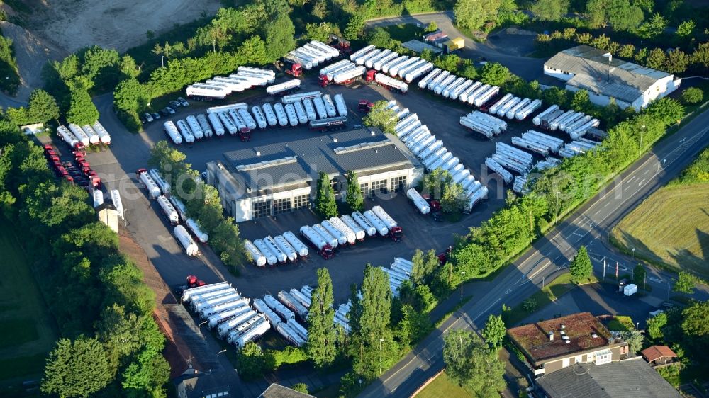 Neuwied from above - Company premises of the Hamm-Silo-Transportgesellschaft-mbH in the state Rhineland-Palatinate, Germany