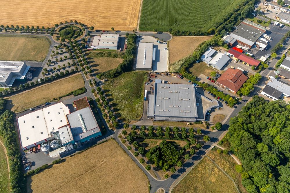 Ahlen from the bird's eye view: Company grounds and facilities of HBL Holding GmbH on Kruppstrasse in Ahlen in the state North Rhine-Westphalia, Germany