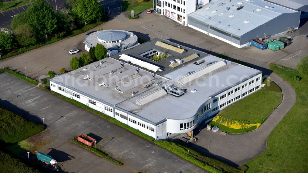 Aerial image Windhagen - Company premises of JK-International GmbH, manufacturer of sunbeds, in Windhagen in the state Rhineland-Palatinate, Germany