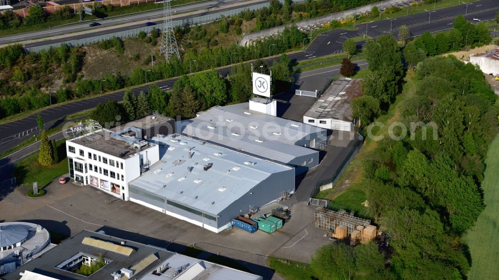 Aerial photograph Windhagen - Company premises of JK-International GmbH, manufacturer of sunbeds, in Windhagen in the state Rhineland-Palatinate, Germany