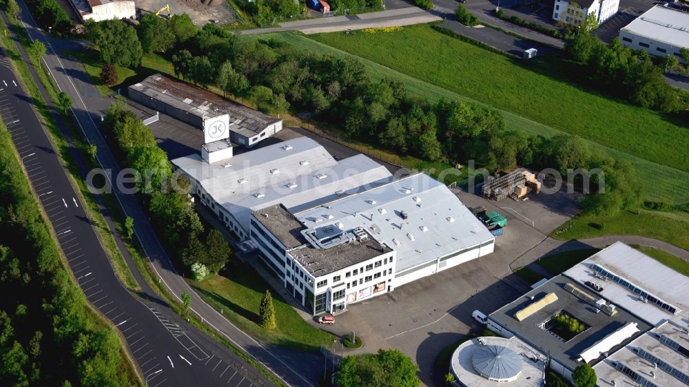 Aerial photograph Windhagen - Company premises of JK-International GmbH, manufacturer of sunbeds, in Windhagen in the state Rhineland-Palatinate, Germany