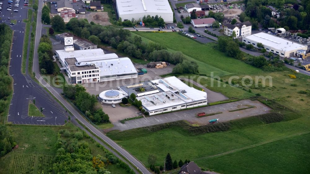 Windhagen from above - Company premises of JK-International GmbH, manufacturer of sunbeds, in Windhagen in the state Rhineland-Palatinate, Germany