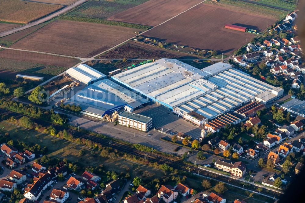 Bellheim from the bird's eye view: Company grounds and facilities of Kardex Remstar Maschienenbau in Bellheim in the state Rhineland-Palatinate, Germany