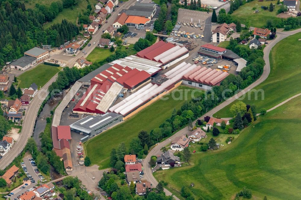Mitteltal from the bird's eye view: Company grounds and facilities of Karl Mueller GmbH & Co.Kg Fahrzeugbau in Mitteltal in the state Baden-Wuerttemberg, Germany