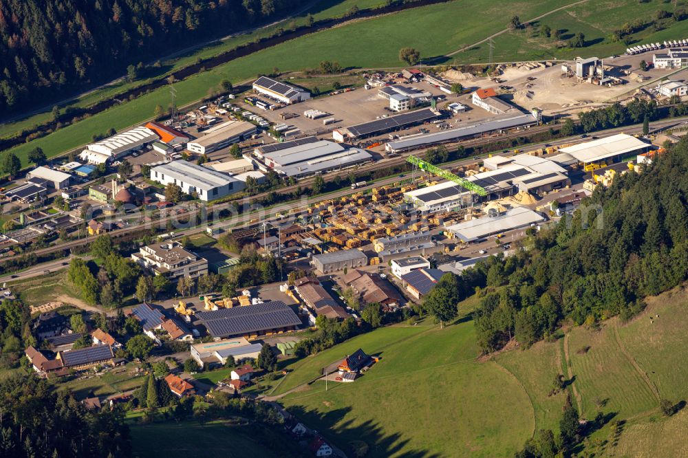 Hausach from above - Company grounds and facilities of Karl Streit GmbH & Co. KG Saegewerk in Hausach in the state Baden-Wuerttemberg, Germany