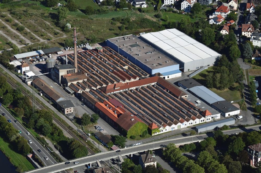 Lörrach from the bird's eye view: Company grounds and facilities of the textile company Lauffenmuehle in Loerrach in the state Baden-Wurttemberg, Germany