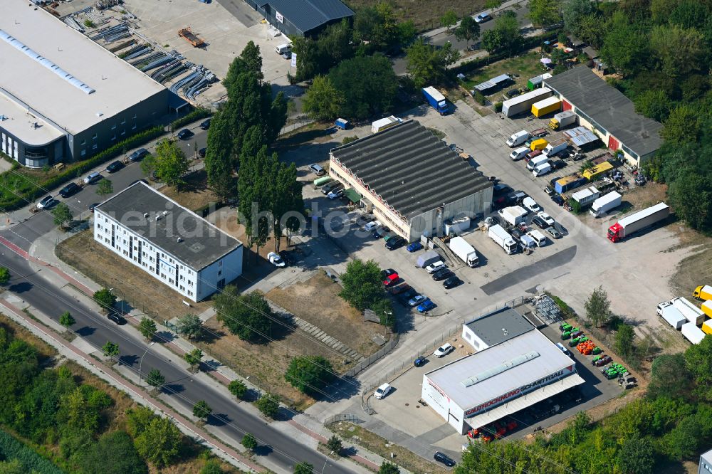 Aerial image Berlin - Company grounds and facilities of IR - Logistik GmbH on street Boxberger Strasse in the district Marzahn in Berlin, Germany