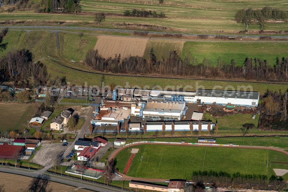 Ettenheim from above - Company grounds and facilities of Meiko Eisengiesserei GmbH in Ettenheim in the state Baden-Wurttemberg, Germany