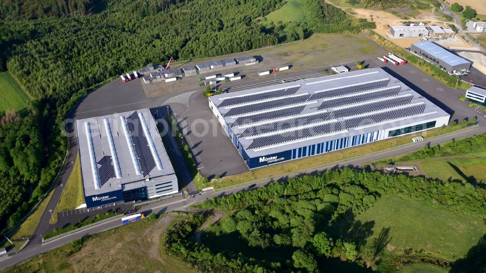 Reichshof from the bird's eye view: Company premises of Muenker Metallprofile GmbH in Reichshof in the state North Rhine-Westphalia, Germany