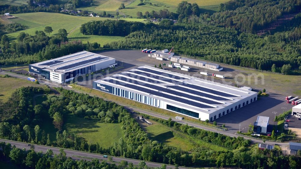 Aerial image Reichshof - Company premises of Muenker Metallprofile GmbH in Reichshof in the state North Rhine-Westphalia, Germany