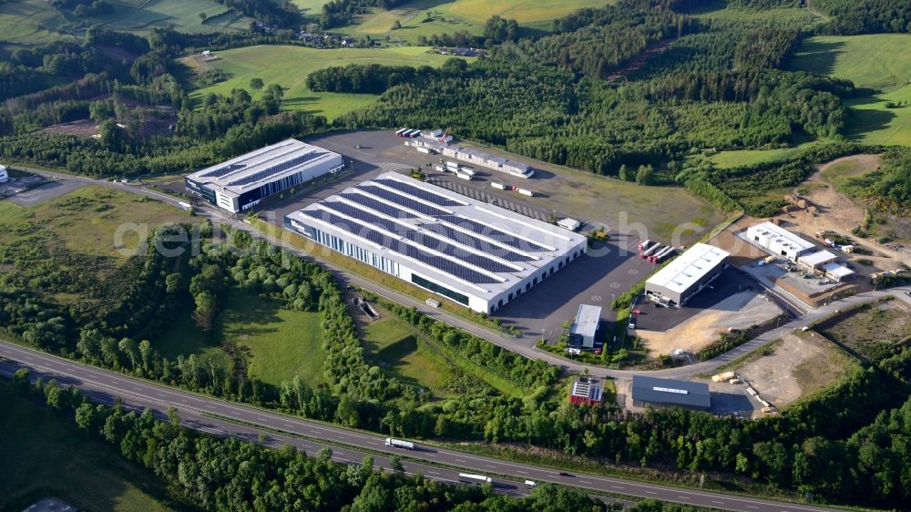 Aerial photograph Reichshof - Company premises of Muenker Metallprofile GmbH in Reichshof in the state North Rhine-Westphalia, Germany