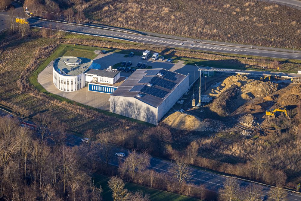 Aerial photograph Soest - Company grounds and facilities of Muenstermann GmbH on street Opmuender Weg in Soest in the state North Rhine-Westphalia, Germany