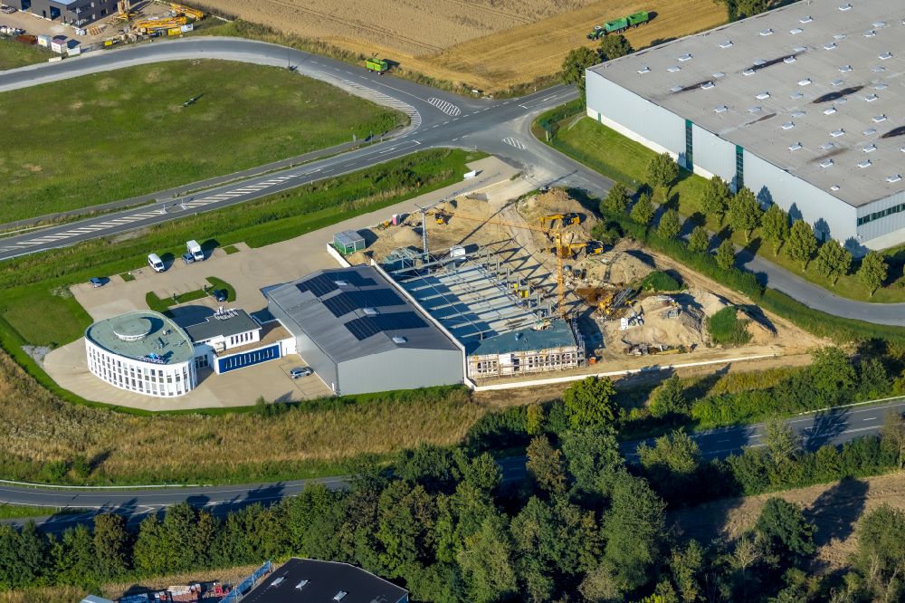 Aerial photograph Soest - Company grounds and facilities of Muenstermann GmbH on street Opmuender Weg in Soest in the state North Rhine-Westphalia, Germany