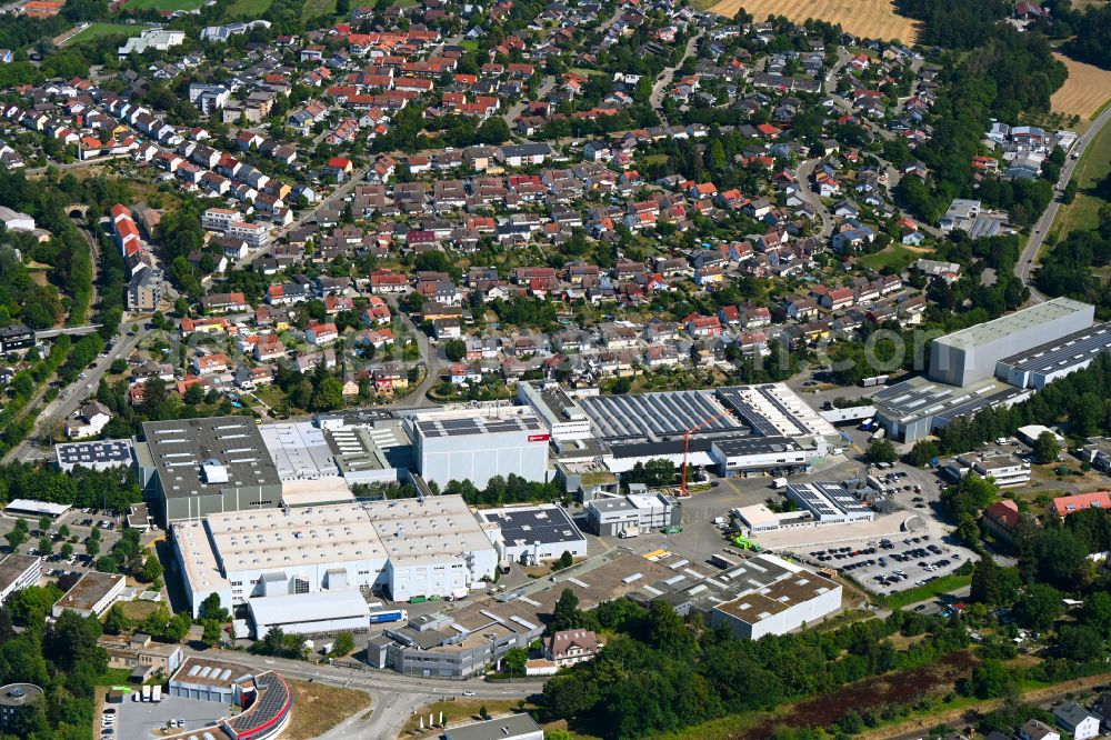 Bretten from above - Company grounds and facilities of Neff GmbH Haushaltsgeraete in Bretten in the state Baden-Wuerttemberg, Germany