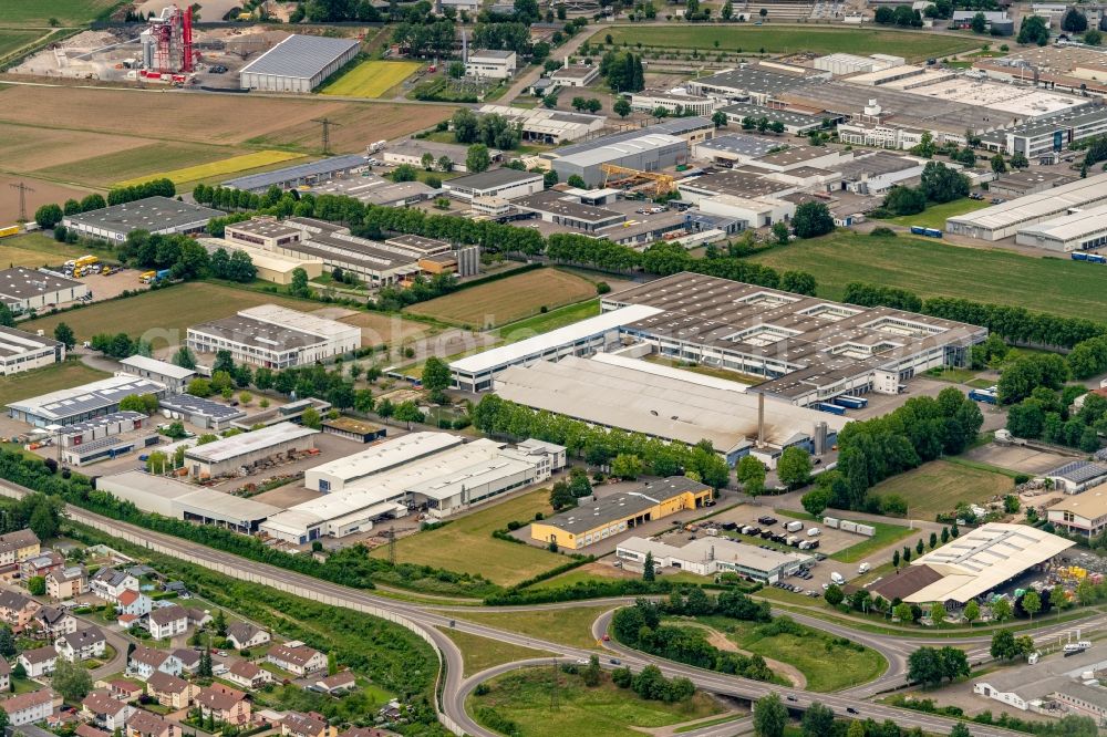 Aerial image Lahr/Schwarzwald - Company grounds and facilities of Nestler Wellpappe GmbH & Co. KGund Gewerbegebiet West in Lahr/Schwarzwald in the state Baden-Wuerttemberg, Germany