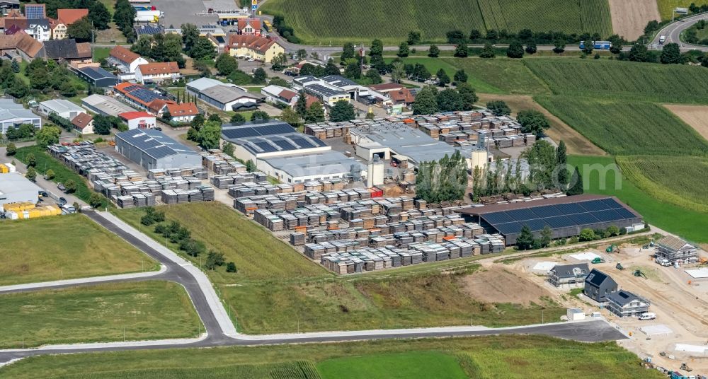 Kappel-Grafenhausen from the bird's eye view: Company grounds and facilities of Ohnemus GmbH Laubholzsaegewerk and Holzgrosshandlung in Kappel-Grafenhausen in the state Baden-Wurttemberg, Germany