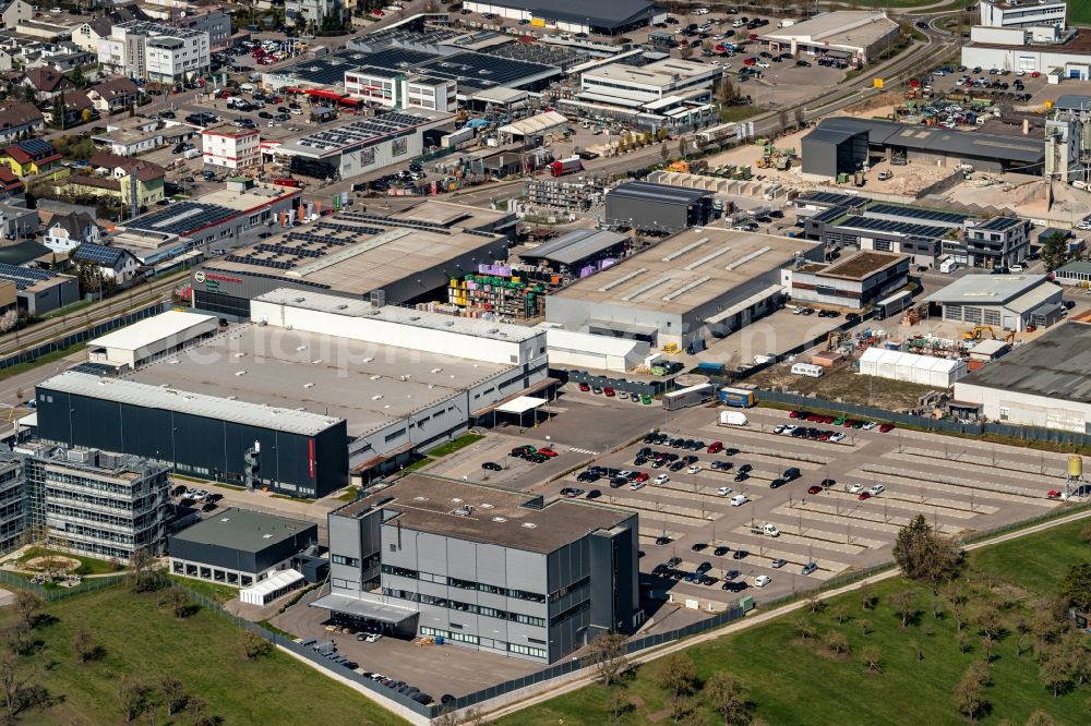 Aerial image Rutesheim - Company grounds and facilities of Porsche factory 18 in Rutesheim in the state Baden-Wuerttemberg, Germany
