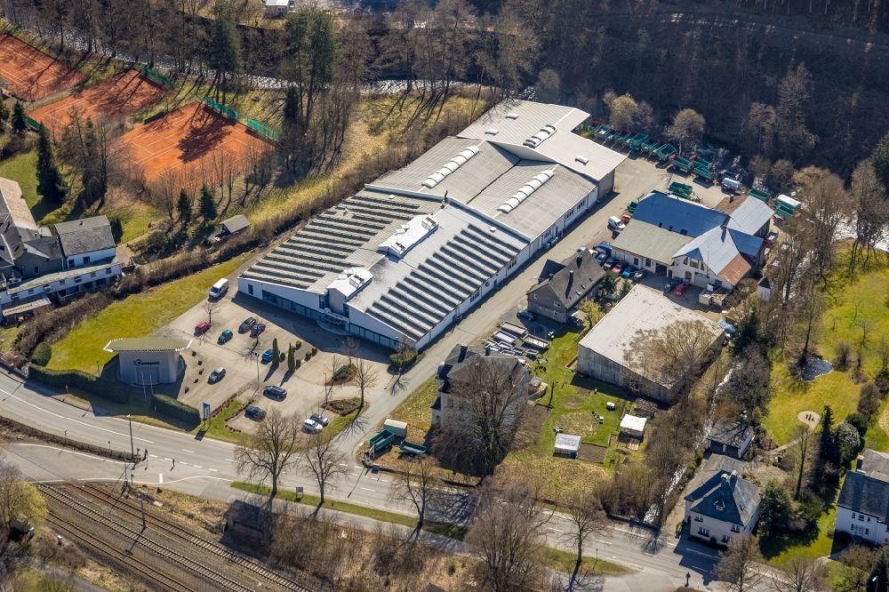 Aerial image Nuttlar - Company grounds and facilities of Ramspott GmbH & Co.KG in Nuttlar at Sauerland in the state North Rhine-Westphalia, Germany