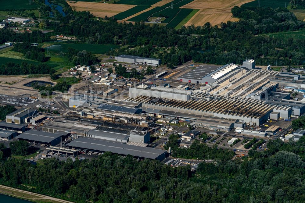 Aerial photograph Biesheim - Company grounds and facilities of Rhenaroll SA in Biesheim in Grand Est, France