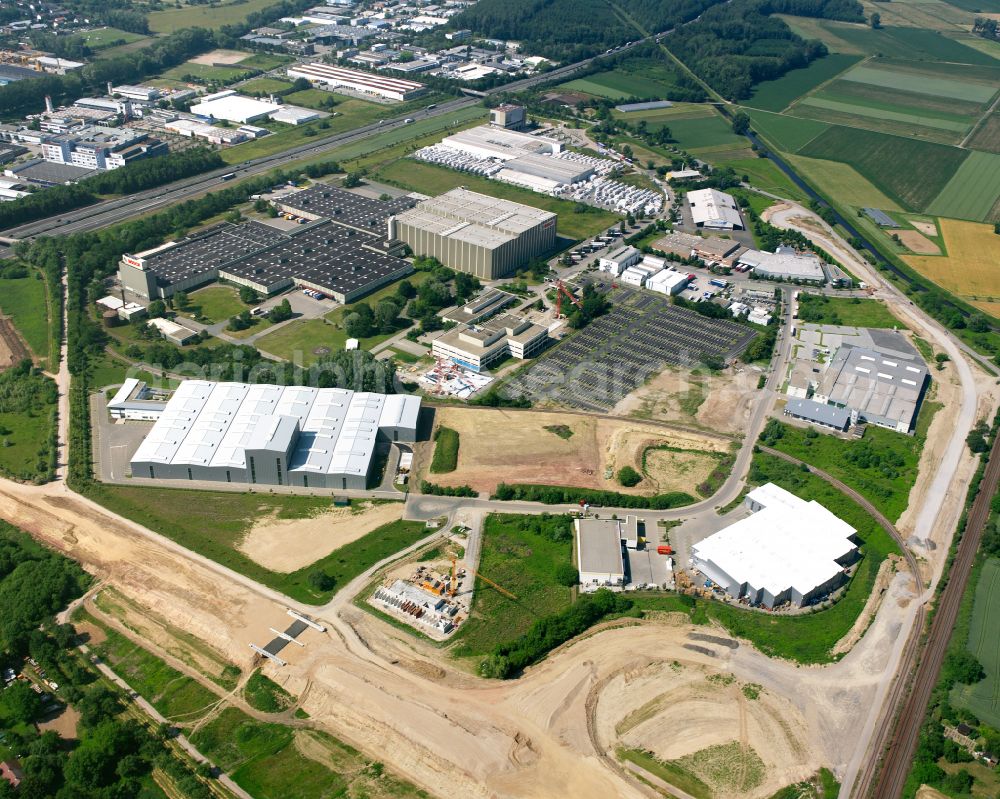Aerial image Durlach - Company grounds and facilities of Robert Bosch and ondere in Durlach in the state Baden-Wurttemberg, Germany