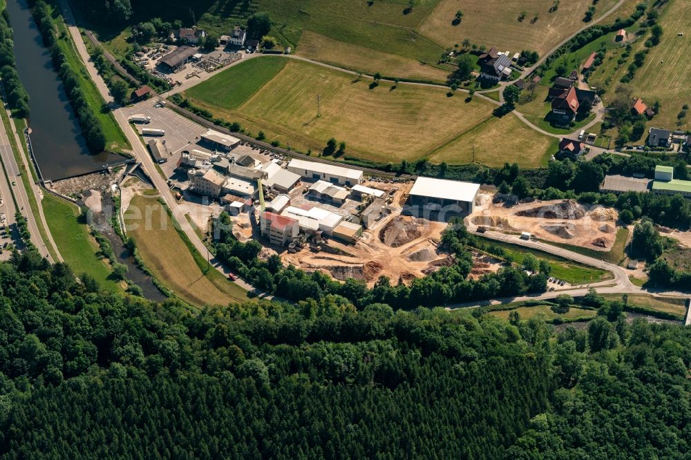 Wolfach from above - Company grounds and facilities of Sachtleben Bergbau GmbH & Co. KG and Mineralhalde in Wolfach in the state Baden-Wuerttemberg, Germany
