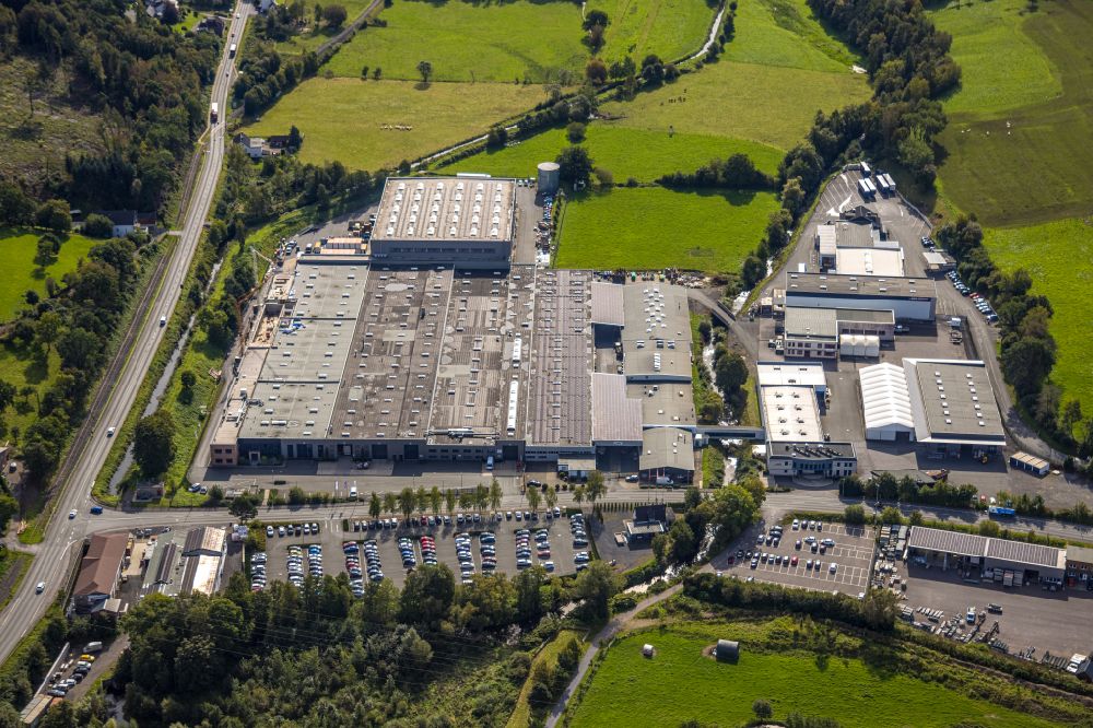 Aerial image Tiefenhagen - Company grounds and facilities of Schulte Home GmbH & Co. KG in Tiefenhagen at Sauerland in the state North Rhine-Westphalia, Germany
