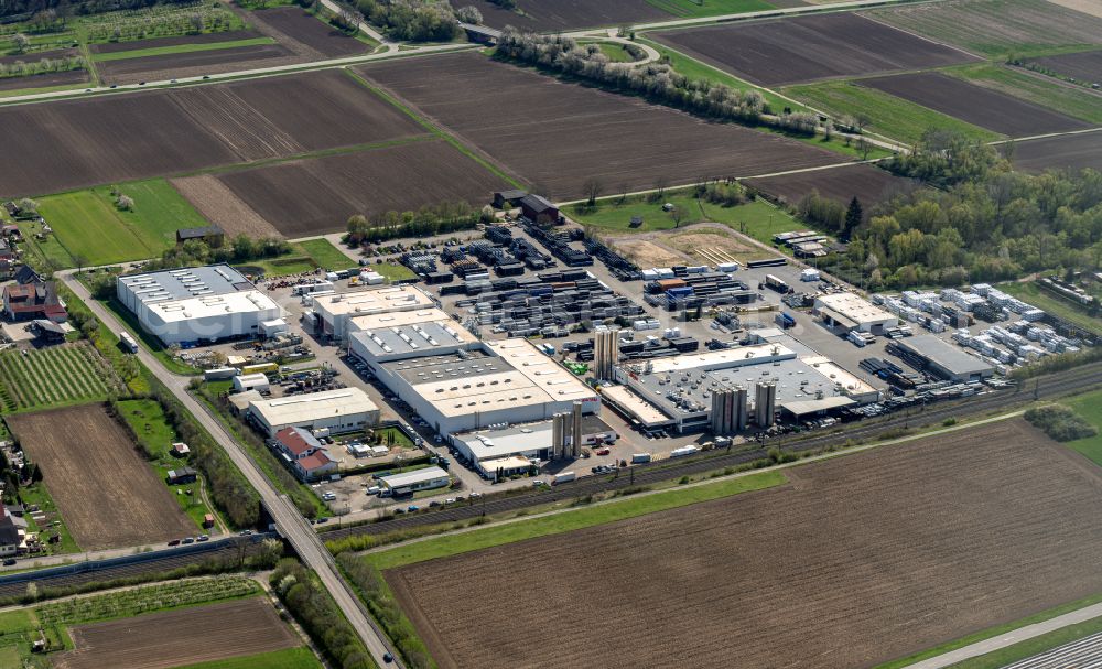 Aerial image Ringsheim - Company grounds and facilities of Simona in Ringsheim in the state Baden-Wurttemberg, Germany
