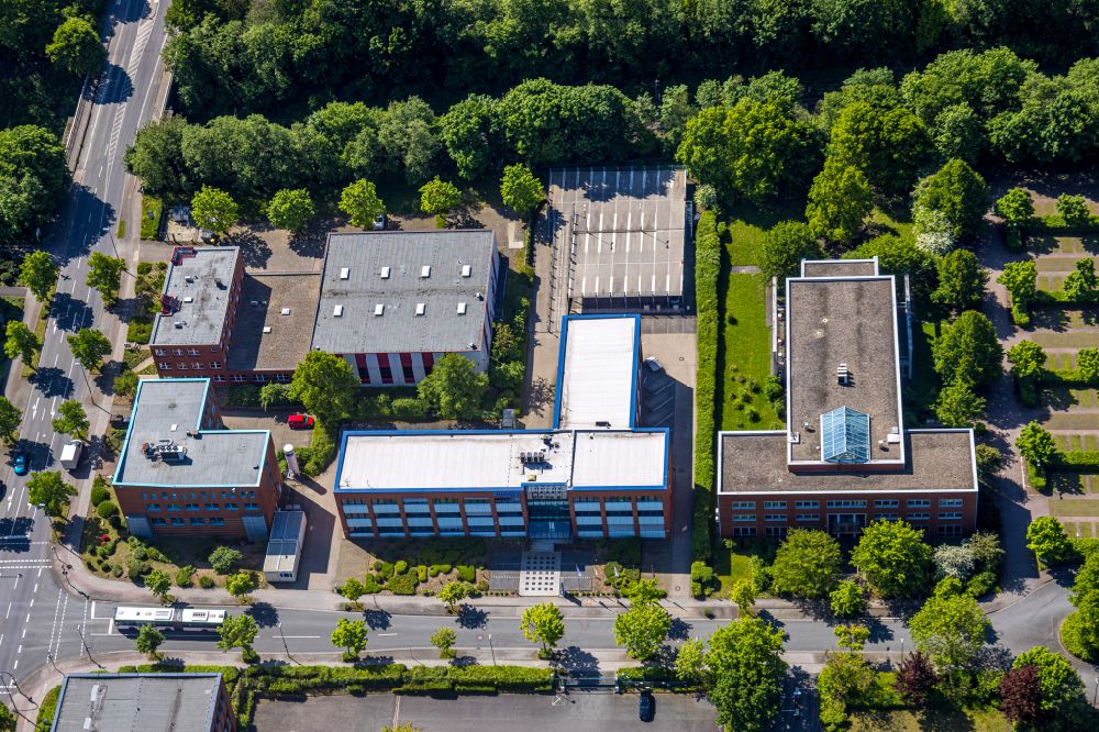 Dortmund from the bird's eye view: Company grounds and facilities of Sonova Retail Deutschland on street Otto-Hahn-Strasse in the district Barop in Dortmund at Ruhrgebiet in the state North Rhine-Westphalia, Germany