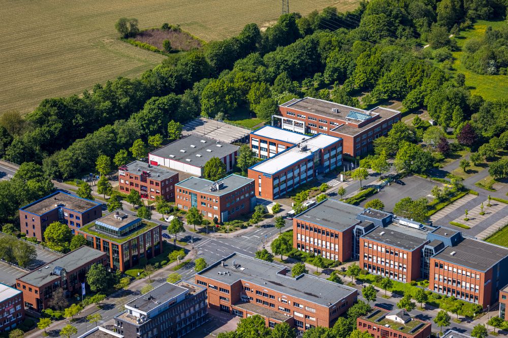 Aerial image Dortmund - Company grounds and facilities of Sonova Retail Deutschland on street Otto-Hahn-Strasse in the district Barop in Dortmund at Ruhrgebiet in the state North Rhine-Westphalia, Germany