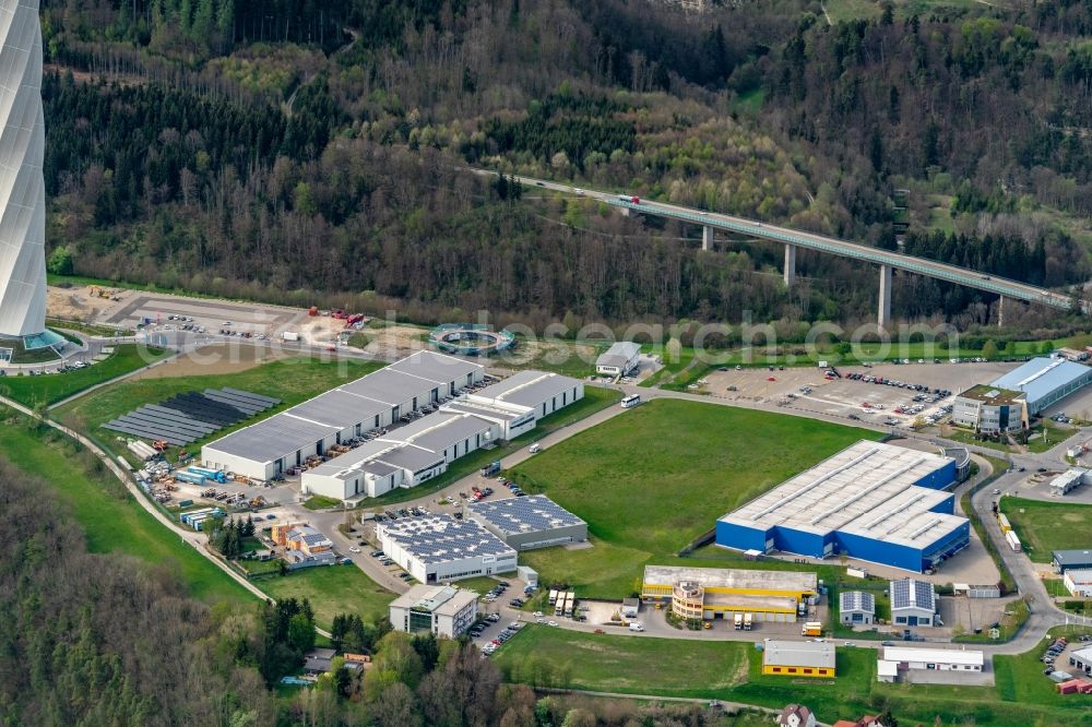 Rottweil from above - Company grounds and facilities of Thyssen Krupp in Rottweil in the state Baden-Wurttemberg, Germany