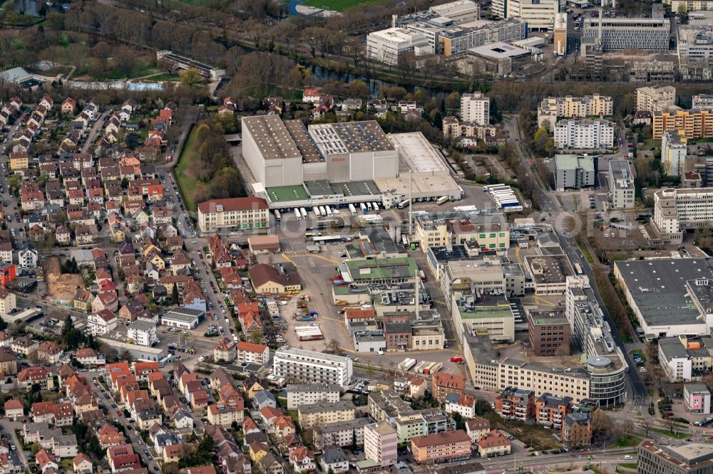 Aerial image Heilbronn - Company grounds and facilities of Unilever Deutschland Produktions GmbH & Co oHG in Heilbronn in the state Baden-Wuerttemberg, Germany
