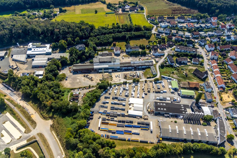 Sprockhövel from the bird's eye view: Company grounds and facilities of Westfaelische Kunststofftechnik GmbH (WKT) on street Hombergstrasse in Sprockhoevel in the state North Rhine-Westphalia, Germany