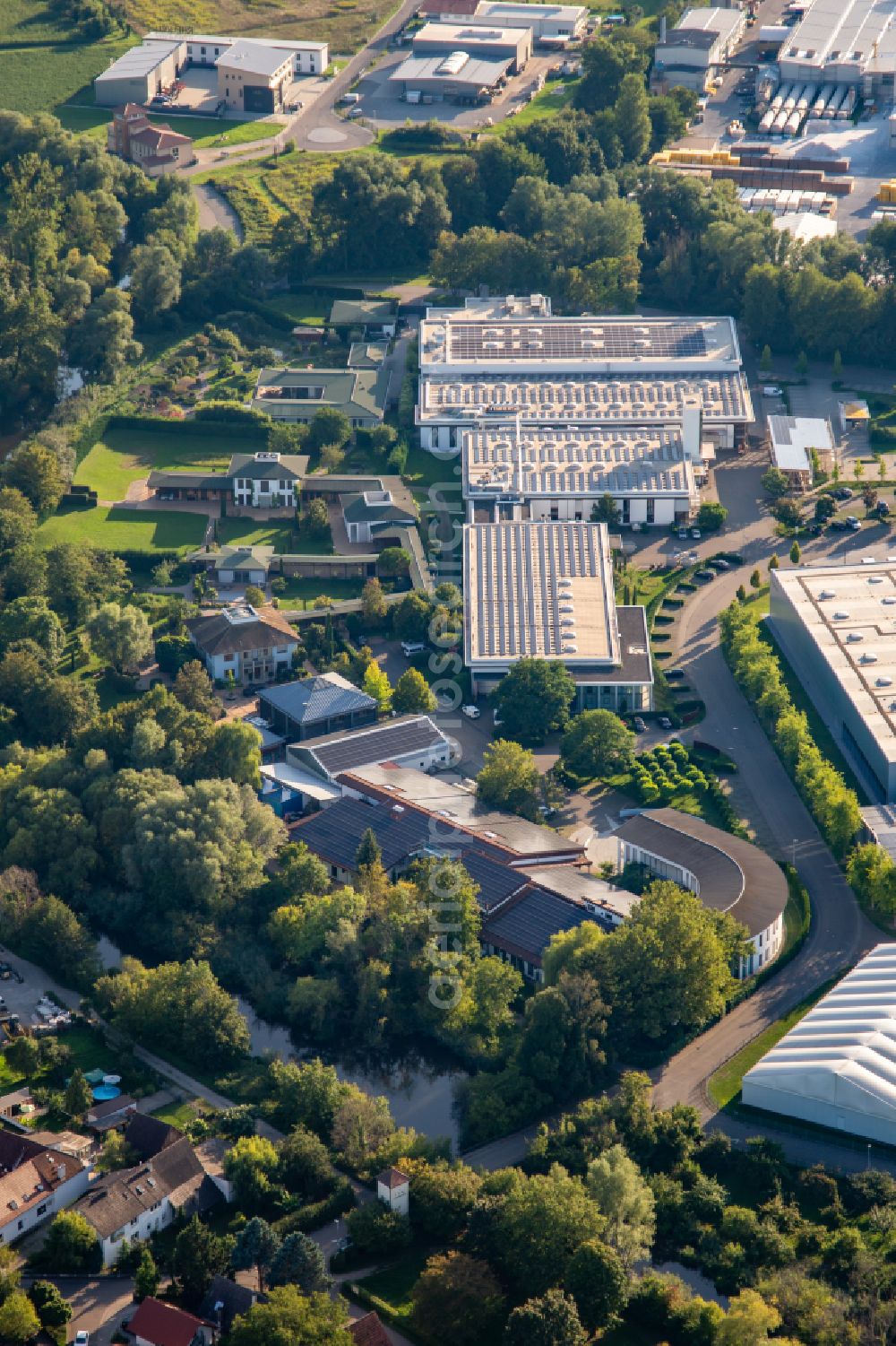 Aerial image Rheinau - Company grounds and facilities of Zimmer Group on street Im Salmenkopf in Rheinau in the state Baden-Wuerttemberg, Germany