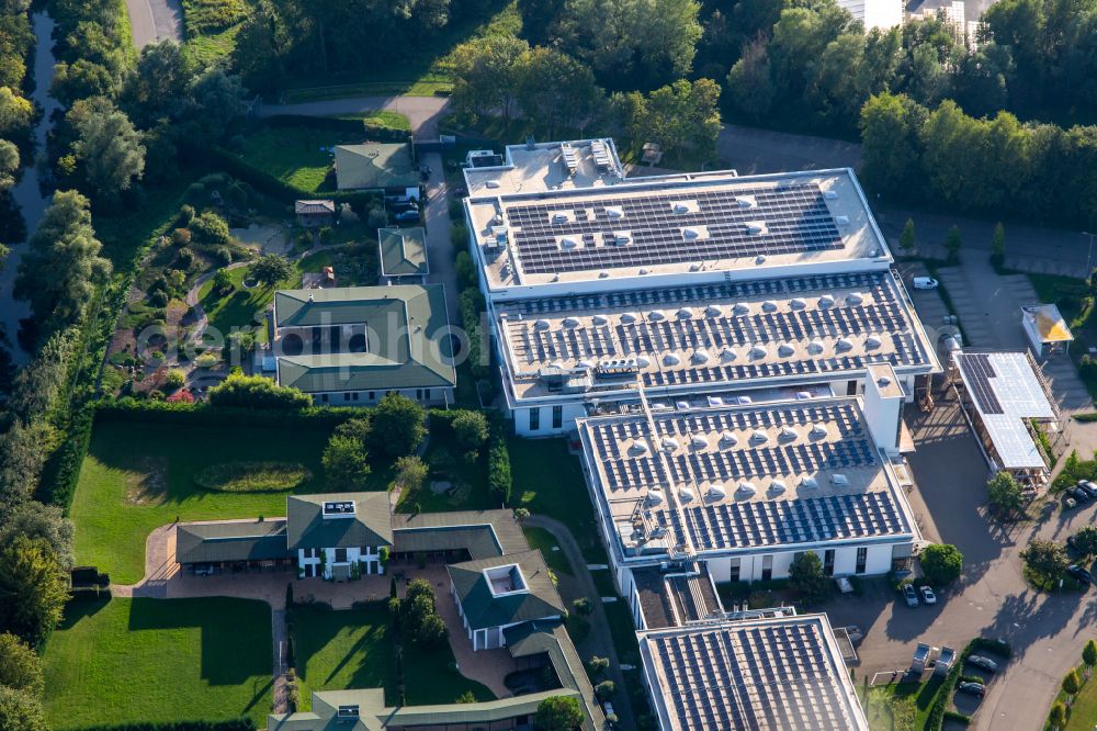 Freistett from the bird's eye view: Company grounds and facilities of Zimmer Group on street Im Salmenkopf in Rheinau in the state Baden-Wuerttemberg, Germany
