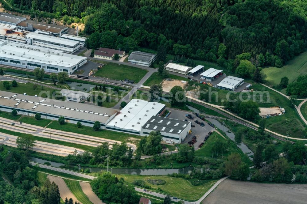 Sigmaringendorf from above - Company grounds and facilities of Zollern GmbH & Co. KGMaschinenbau in Sigmaringendorf in the state Baden-Wuerttemberg, Germany