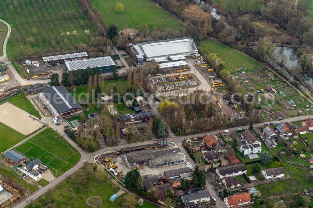 Meißenheim from above - Company grounds and facilities of Zuercher Bau GmbHGleisbau in Meissenheim in the state Baden-Wurttemberg, Germany