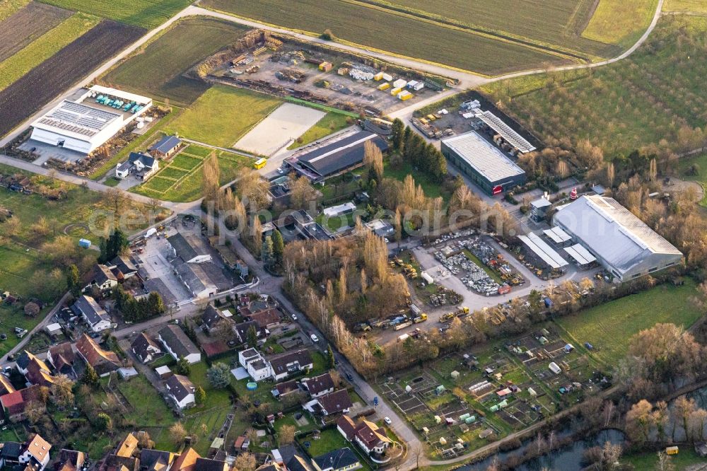 Meißenheim from above - Company grounds and facilities of Zuercher Bau GmbH in Meissenheim in the state Baden-Wurttemberg, Germany