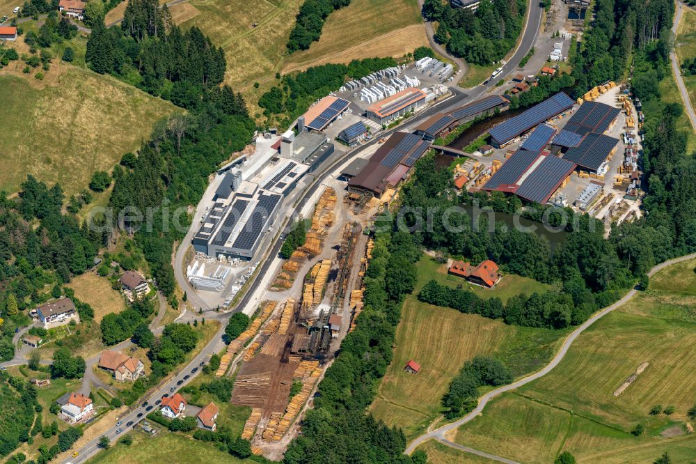 Aerial photograph Baiersbronn - Company grounds and facilities of Zuefle Holzwerk in Baiersbronn in the state Baden-Wurttemberg, Germany